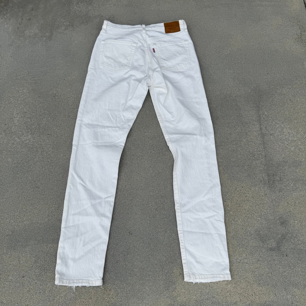 Levi's 501 S Premium Skinny Jeans Women White High Rise Button Fly Denim Size 28